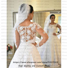 Sexy Back Lace Wedding Gown Custom Made Vestido De Novia Vintage Long Sleeve Wedding Dress 2020 A Line Bride Dress Robe Mariage 2024 - buy cheap