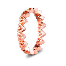 QANDOCCI, anillo de corazón de mano libre de rosa para San Valentín para mujer, anillos de boda de Plata de Ley 925 para mujer, joyería de moda, anillos para mujer 2024 - compra barato