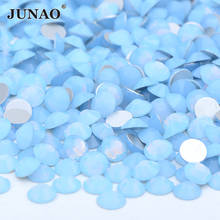Junao ss6 8 10 12 16 20 30 cristal de opala azul, pedras de strass com parte traseira reta sem adesivo, decorações adesivas para arte de unha 2024 - compre barato