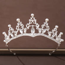 Diadema de Color plateado para mujer, corona con diamantes de imitación de cristal, joyería nupcial para el cabello, Tiara de princesa, accesorios para el cabello, tocado 2024 - compra barato