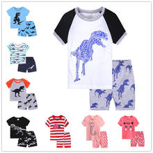 Bebê manga curta terno algodão meninas meninos roupas de verão conjuntos criança crianças crianças camiseta barato material dinossauro para 0-7y 2024 - compre barato