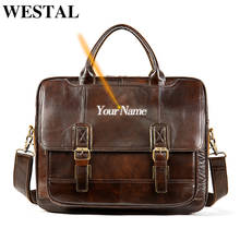 WESTAL Men's Briefcase Bag Men's Leather Porte Document Office Bag for Men Leather Laptop Bag Men Vintage Handbag for Men 2024 - buy cheap