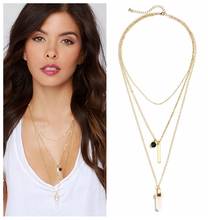 Boutique Occident Jewelry-collar largo de tres capas con incrustaciones de cristal para mujer, cadena de aleación de Metal, colgante, rosa y verde 2024 - compra barato