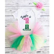 Customize Watermelon First Birthday baby girl Shirt Personalised name age any Character Baptism tutu set outfit cake smash 2024 - buy cheap