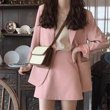 2020 Autumn Korean Office Two Piece Suit Sets Women Long Sleeve Blazer + High Waist Mini Skirt Suits Solid Workwear Fashion Sets 2024 - buy cheap