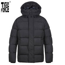 Куртка TIGER FORCE Мужская Утепленная с капюшоном, деловая Повседневная куртка средней длины, парка, черная верхняя одежда, 2020, зима 70750 2024 - купить недорого
