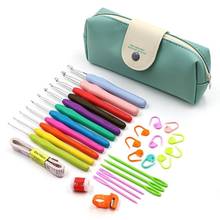 Hot 11pcs/lot Soft Handle Aluminum Crochet Hooks Kit Yarn Knitting Needles Sewing Tools Ergonomic Grip Set with Storage Bag 2024 - buy cheap