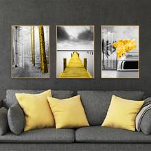 Nordic Black and Yellow Art Prints Bridge Canvas Paintings Tree Forest Wall Art Prints Poster for Living Room Home Decoration 2024 - buy cheap