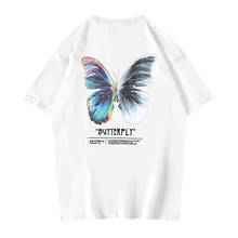 Camisetas com estampa de borboleta, camisetas de algodão da moda, hip hop, verão, manga curta, masculinas, harajuku, hipster, moda feminina 2024 - compre barato