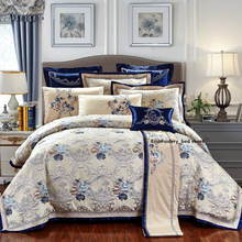 Conjunto de cama tamanho king/queen e real, 4/pçs, luxo, macacão, jacquard, king/queen, conjunto de cama de algodão 2024 - compre barato