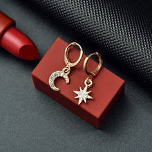 New fashion gold star moon shape earrings simple earring weddings jewelry gift crystal round geometric earrings for woman 2024 - buy cheap