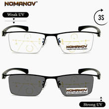 Eyebrow Comfortable Business Frame Photochromic Grey Lenses Progressive Multifocus Reading Glasses Add 75 100 125 150 175 to 400 2024 - buy cheap