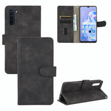 Capa de celular luxuosa com flip revestimento de couro pu, capa com espaços para cartões e carteira, com suporte, para oppo reno3a 3 a reno3a 2024 - compre barato