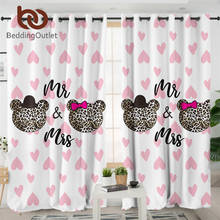 Cortinas de urso de pelúcia beddingoutlet, para sala de estar, coração rosa, cortina de cozinha, casal, animal de desenho animado embutido, decoração de casa, 1 peça 2024 - compre barato