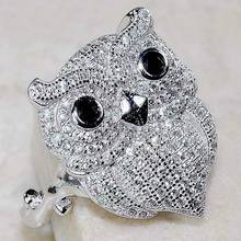 Gorgeous Women Jewelry Black Zircon Bridal Owl Rings for Wedding Engagement Party Set Gifts Size 6 7 8 9 10 2024 - buy cheap