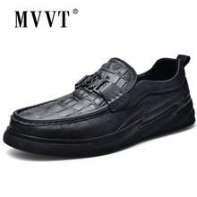 Mvvt sapato masculino de couro legítimo, sapato social com estampa de crocodilo para homens 2024 - compre barato