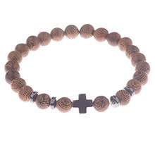 Cross Rosary Bracelets For Men Women Jewelry Prayer pulsera hombre Natural Sandalwood Beads Bracelet Wholesale prices 2024 - buy cheap