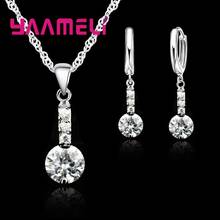 Valentine's Day Gift 925 Sterling Silver Jewelry Sets For Wedding Engagement Women Crystal Earrings Necklace Party Set 2024 - buy cheap