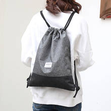 Women Men Drawstring Bags Women Canvas Backpack Beach Bag Outdoor Fitness Sport Bag Bundle Pocket Travel Softback Women Mochila 2024 - buy cheap