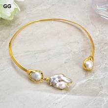 GuaiGuai Jewelry White Keshi Pearl 18 K Yellow Gold Color Plated Choker Necklace 2024 - buy cheap