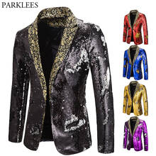 Luxury Sequin Black Blazer Men Shiny Glitter Shawl Collar Colorful Mens Club Stage Costumes for Singers Mens Blazers Masculino 2024 - buy cheap