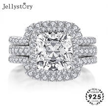 Jellystory luxury charms ring S925 sterling silver 3ct 9*9mm created moissanites gemstone jewelry for female wedding engagement 2024 - buy cheap