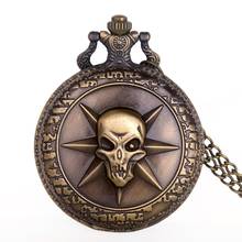Coupon for wholesale buyer price good quality girl woman lady fashion vintage bronze One Piece skull pocket watch TD2009 2024 - buy cheap