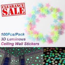 3D Luminous Ceiling Wall Stickers 100Pcs/Pack Stars In The Dark Wall Stickers Fluorescent Wall Stickers For Bedroom Home Decor 2024 - buy cheap