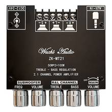 ZK-MT21 2.1 Channel Bluetooth 5.0 Subwoofer Amplifier Board 50WX2+100W Power Audio Stereo Amplifier Board Bass AMP AUX 2024 - buy cheap