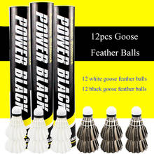 12Pcs/Set High-quality Goose Feather Shuttlecocks Resistant Cork Ball Head Black White Badminton for Outdoor Amateur Training 2024 - buy cheap