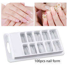 100pcs Clear Nail Forms Acrylic False Fake Nails Full Cover Quick Building Mold Tips Dual Forms Nail Finger Extension 2024 - buy cheap