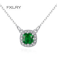 FXLRY New Fashion Four Color Choice Zircon Stone With Shinning Tiny CZ Surround Pendant Chain Necklace For Women Party Jewelry 2024 - buy cheap