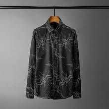Minglu camisa masculina de manga comprida, camiseta eletrônica de luxo 100% algodão, camisa social plus size 4xl slim fit para festa, casacos para homens 2024 - compre barato