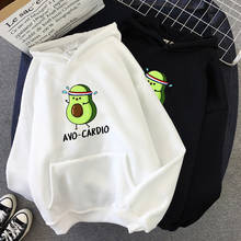 Inverno kpop mulheres harajuku kawaii o pescoço hoodies verde abacate impressão moletom com capuz bonito pulôver moletom streetwear sudadera 2024 - compre barato