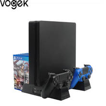 Vogek PS4/PS4 Slim/PS4 Pro двойной контроллер зарядное устройство консоль вертикальный охлаждающий вентилятор подставка дисковая зарядная станция для Playstation 4 2024 - купить недорого