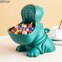 Creative Resin Green Hippo Storage Decoration Sugar Fruit Tray Cute Animal Sculpture Figurines Multifunctional Storage Box Decor 2024 - buy cheap