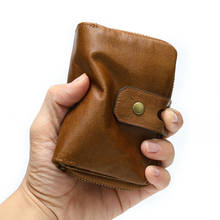 MVA Genuine Leather Men Wallet Cowhide Leather Short Wallets Vintage Zipper Antimagnetic Coin Purse High Quality Card Bag 2024 - buy cheap