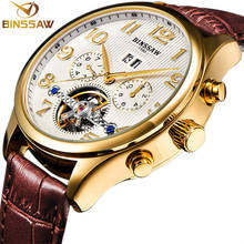 BINSSAW Men Original Luxury Brand Tourbillon Automatic Mechanical Watches Fashion Leather Watch Business Gifts Relogio Masculino 2024 - buy cheap