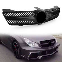 Car Front Grille Gloss Black 1 Fin Upper Grill For Mercedes Benz C219 W219 CLS Class CLS350 CLS500 SLS600 2004 2005 2006 2007 2024 - compre barato