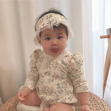 Milancel conjunto roupas coreanas para bebês, novas meninas, recém-nascidos, floral, bodysuit e cabeça, conjunto de body para bebês, 2020 2024 - compre barato