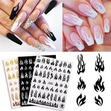 3D Holographic Fire Flame Nail Stickers Slider Gold Black Summer Manicure Decals DIY Nail Art Decorations Decor Tool 2024 - buy cheap