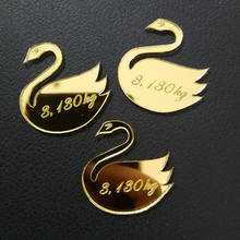 50 pçs personalizado laser gravado ouro prata espelho cisne personalizar chá de bebê festa de aniversário casamento mesa decoração centerpieces 2024 - compre barato