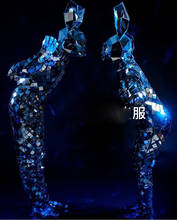 DJ clothes Silver mirror rabbit costume Reflective glass outfit sparkly stage show performance costumes 2024 - buy cheap