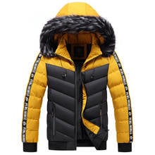 Winter Parkas Coats Men Warm Thick Fur Collar Jackets Casual Hooded Parkas Men Patchwork Color Stitching Overcoats Mens Clothing 2024 - buy cheap