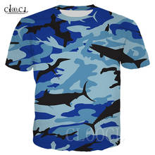 Military Navy Camouflage T Shirts Men Women Camo Tshirt Unisex Hip Hop Streetwear Tees 3D Printed Fish Anime Blue Casual T-shirt 2024 - buy cheap