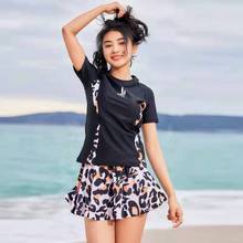 SANQi female swimsuit women's short sleeve two-piece conservative slim beach sports swimwear split skirt swimming suit wear 2024 - buy cheap