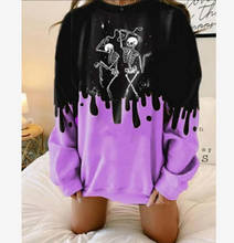 Halloween Skeleton Print Sweatshirt Women Autumn Long Sleeve Loose Pullover Top Harajuku Winter Casual O-Neck Hoodie Sweatshirts 2024 - buy cheap