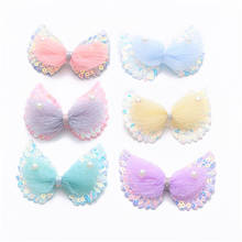 10pcs/lot 4.5*6cm Angel wing bowknot Appliques for Children Headwear Hair clip Accessories and Garment Accessories 2024 - buy cheap