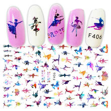 Calcomanías deslizantes para uñas en 3D, diseño de bailarina de Ballet, decoración para manicura, envolturas de lámina adhesivas, esmalte de uñas 2024 - compra barato