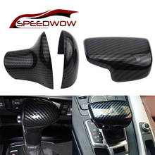 SPEEDWOW-cubierta de pomo de cambio de marchas de fibra de carbono, pegatina embellecedora, cubierta de perilla para Audi A3 8V S3 A4 B8 A5 A6 C7 S6 A7 S7 A8 Q5 2024 - compra barato